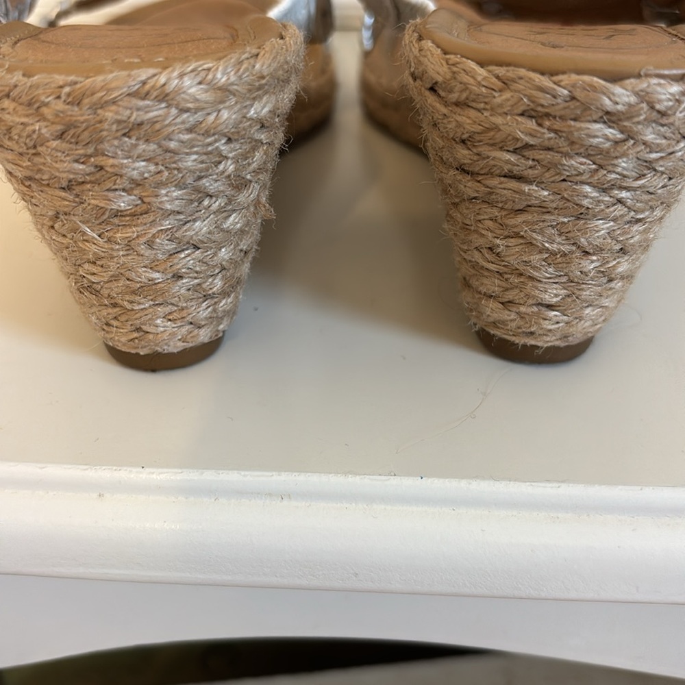 Jack Rodgers Espadrille Wedge Sandal Silver and White Size 6 - Picture 6 of 7